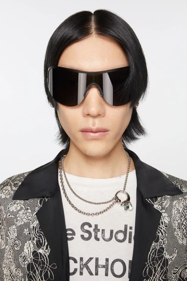 Men Multichain Charm Necklace Silvergreen Acne Studios Jewellery