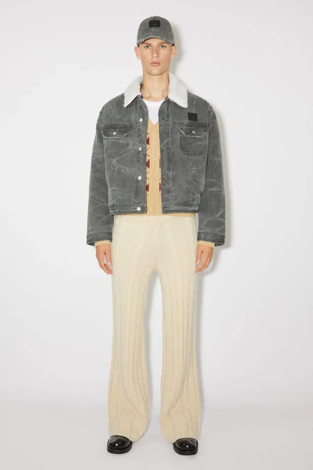 Men Padded Denim Jacket Carbon Grey Acne Studios Outerwear