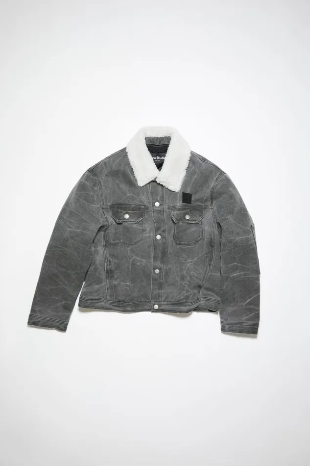 Men Padded Denim Jacket Carbon Grey Acne Studios Outerwear