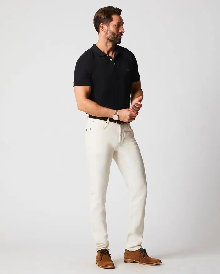 Men Pique Polo Black Billy Reid Polos Tees and Henleys