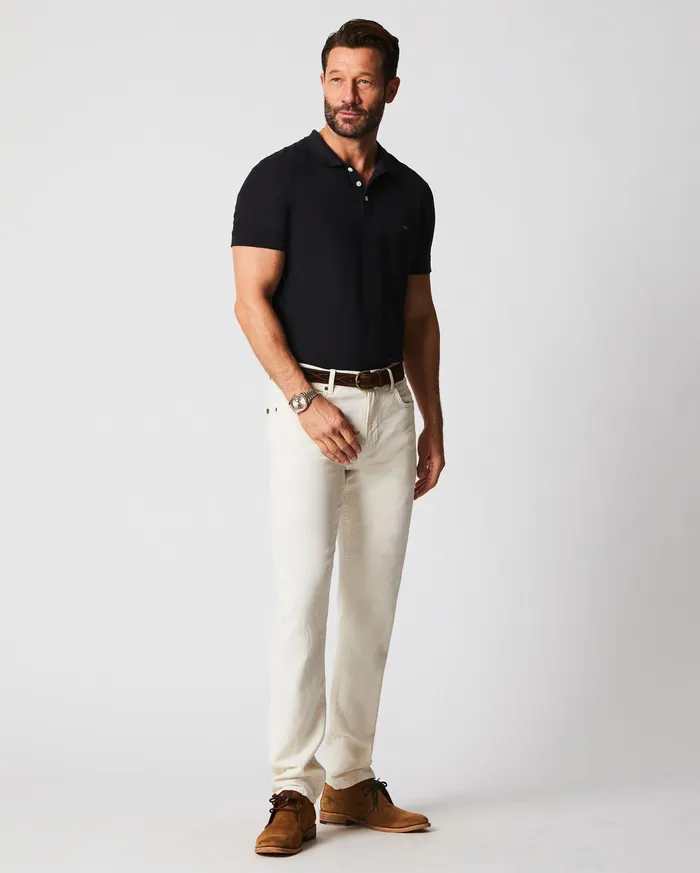 Men Pique Polo Black Billy Reid Polos Tees and Henleys