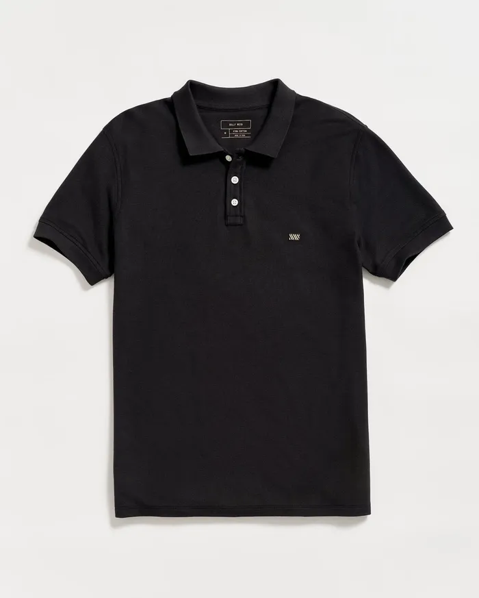 Men Pique Polo Black Billy Reid Polos Tees and Henleys