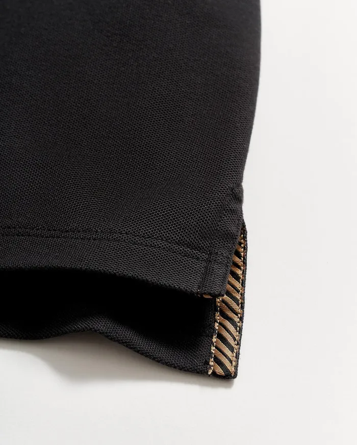Men Pique Polo Black Billy Reid Polos Tees and Henleys