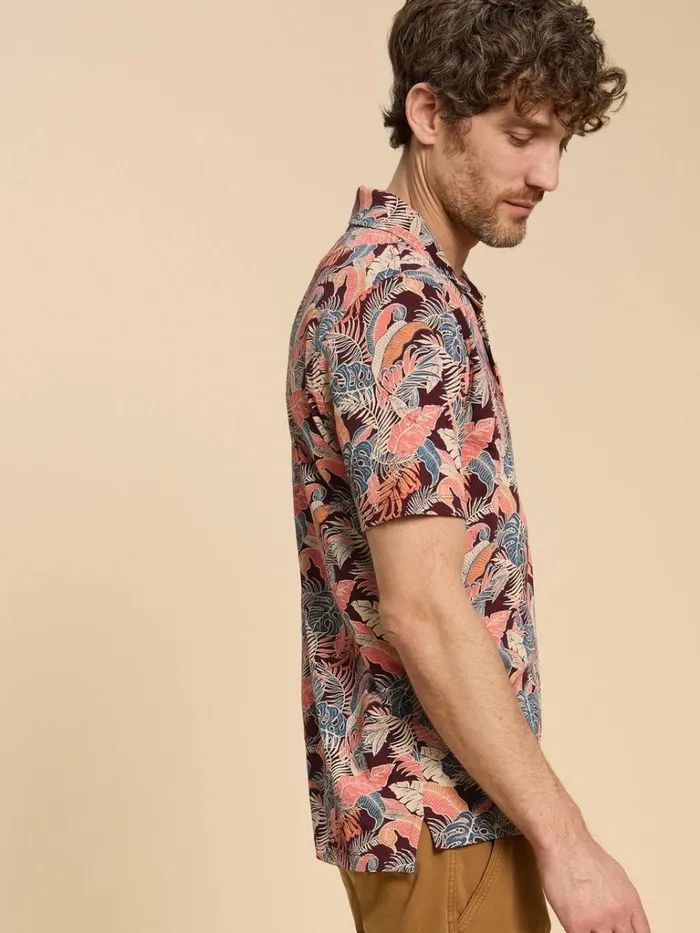 Men POLO SHIRTS White Stuff Floral Printed Polo Plum Purple Print