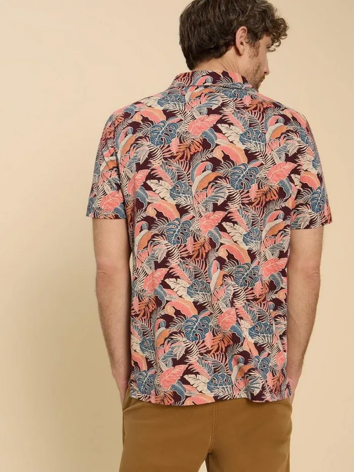 Men POLO SHIRTS White Stuff Floral Printed Polo Plum Purple Print Men POLO SHIRTS White Stuff Floral Printed Polo Plum Purple Print