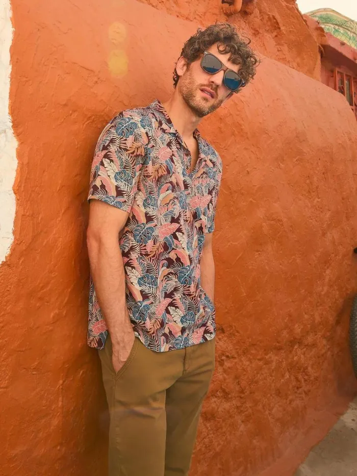 Men POLO SHIRTS White Stuff Floral Printed Polo Plum Purple Print Men POLO SHIRTS White Stuff Floral Printed Polo Plum Purple Print