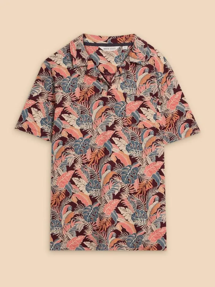 Men POLO SHIRTS White Stuff Floral Printed Polo Plum Purple Print Men POLO SHIRTS White Stuff Floral Printed Polo Plum Purple Print