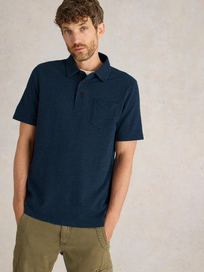 Men POLO SHIRTS White Stuff Jacquard Polo Dark Navy Men POLO SHIRTS White Stuff Jacquard Polo Dark Navy