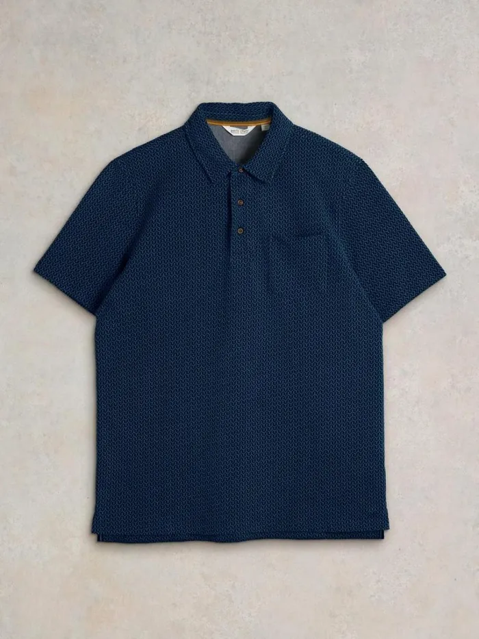Men POLO SHIRTS White Stuff Jacquard Polo Dark Navy Men POLO SHIRTS White Stuff Jacquard Polo Dark Navy
