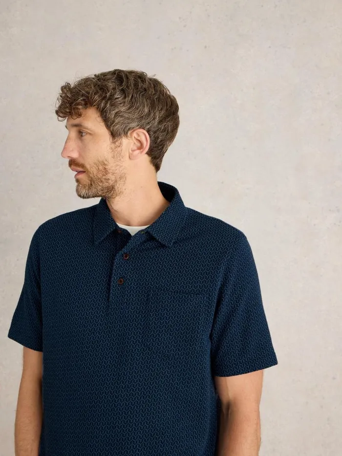 Men POLO SHIRTS White Stuff Jacquard Polo Dark Navy Men POLO SHIRTS White Stuff Jacquard Polo Dark Navy