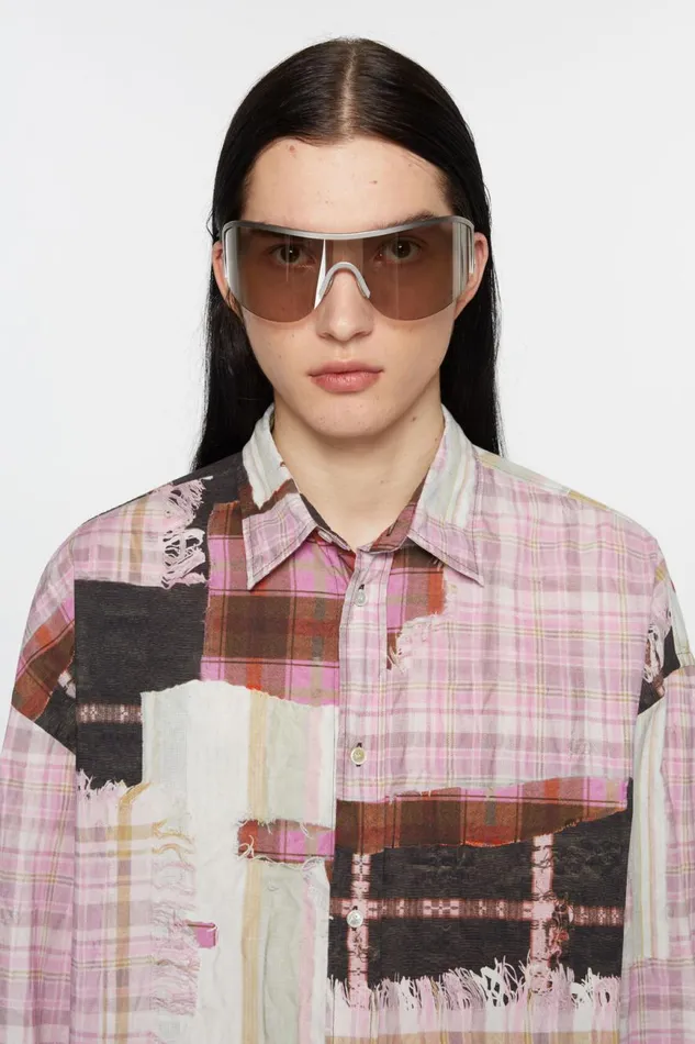 Men Print Buttonup Shirt Pink Multicolor Acne Studios Shirts