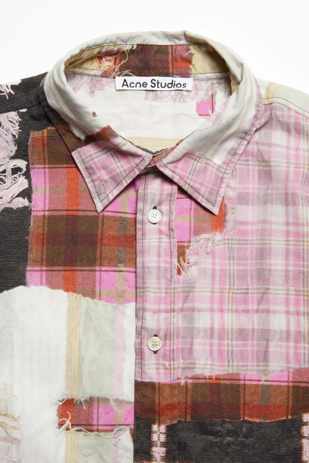 Men Print Buttonup Shirt Pink Multicolor Acne Studios Shirts