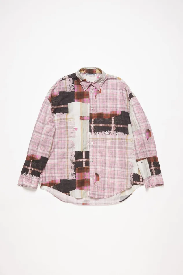 Men Print Buttonup Shirt Pink Multicolor Acne Studios Shirts