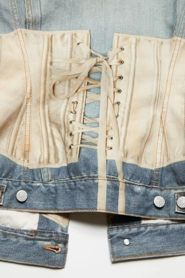 Men Printed Jacket 8211 Fitted Fit Mid Blue Acne Studios Outerwear