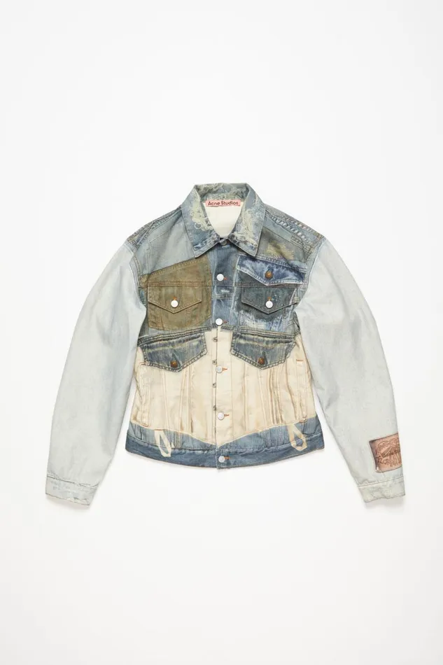 Men Printed Jacket 8211 Fitted Fit Mid Blue Acne Studios Outerwear