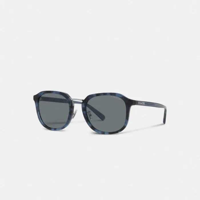 Men Rounded Geometric Sunglasses Blue Tortoise Coach Sunglasses