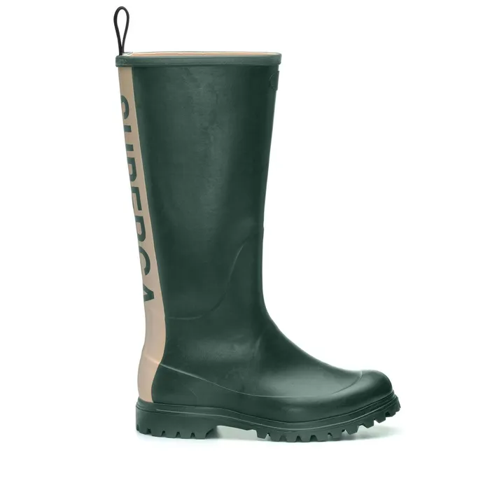 Men Rubber Boots Unisex 799 RUBBER BOOTS LETTERING High Cut GREEN DK FORESTOFF WHITE Superga Gumboots Men Rubber Boots Unisex 799 RUBBER BOOTS LETTERING High Cut GREEN DK FORESTOFF WHITE Superga Gumboots