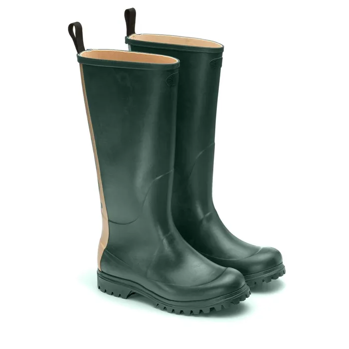 Men Rubber Boots Unisex 799 RUBBER BOOTS LETTERING High Cut GREEN DK FORESTOFF WHITE Superga Gumboots