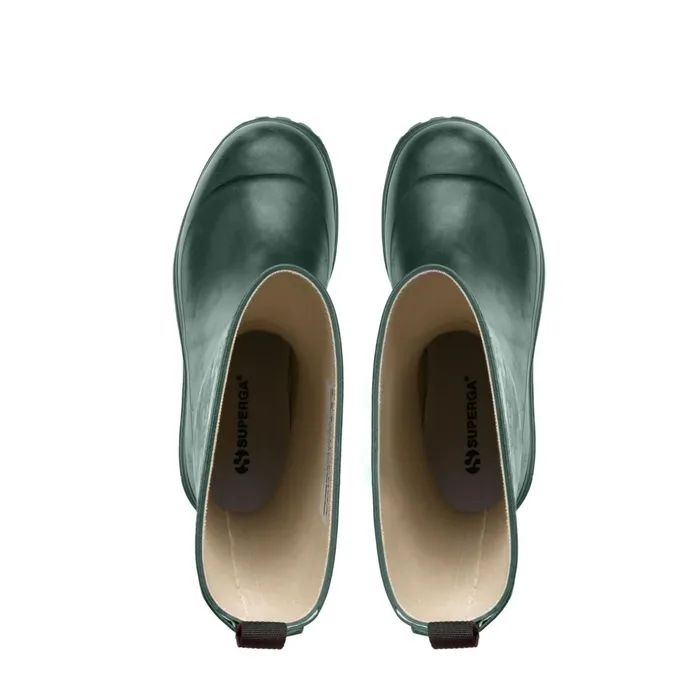 Men Rubber Boots Unisex 799 RUBBER BOOTS LETTERING High Cut GREEN DK FORESTOFF WHITE Superga Gumboots