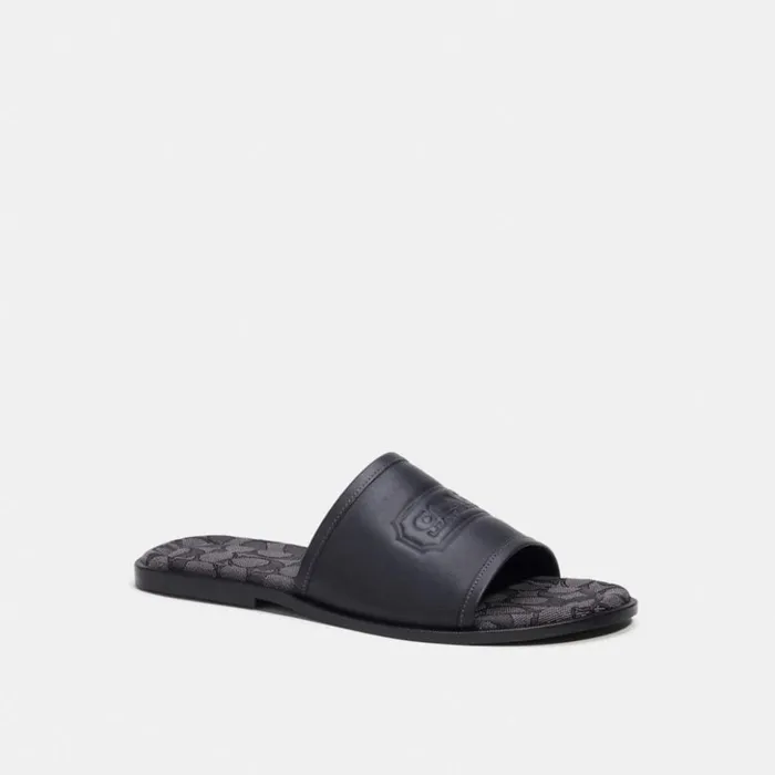 Men Sandal With Signature Jacquard Black Coach Sandals and Slides