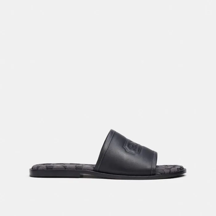 Men Sandal With Signature Jacquard Black Coach Sandals and Slides