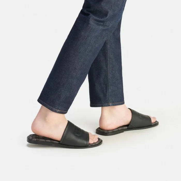 Men Sandal With Signature Jacquard Black Coach Sandals and Slides