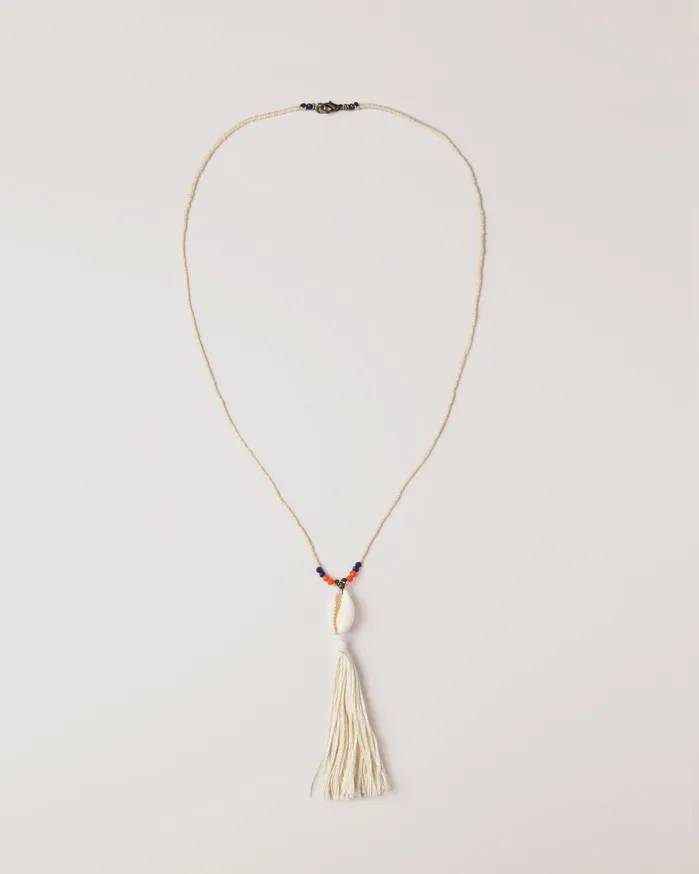 Men Shell Tassle Necklace Ecru YMC Jewellery