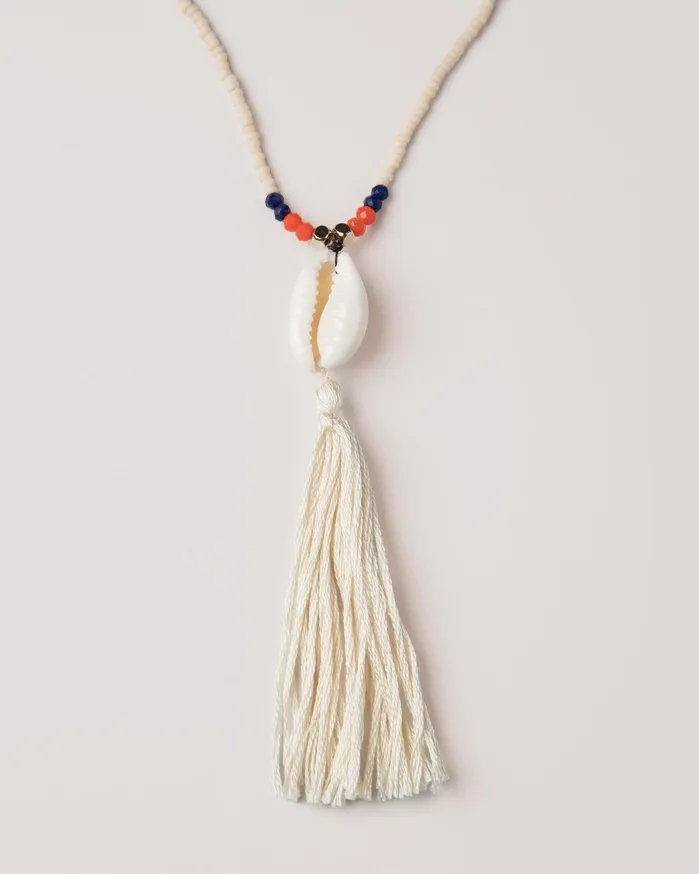 Men Shell Tassle Necklace Ecru YMC Jewellery