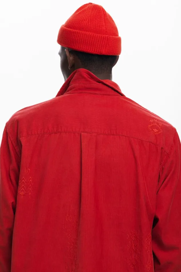 Men Shirts Desigual Red Shirt With Embroidery