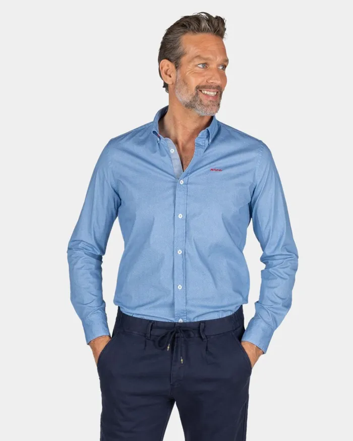 Men Shirts NZA New Zealand Auckland Blue Cotton Shirt With Stretch 8211 Brave Blue
