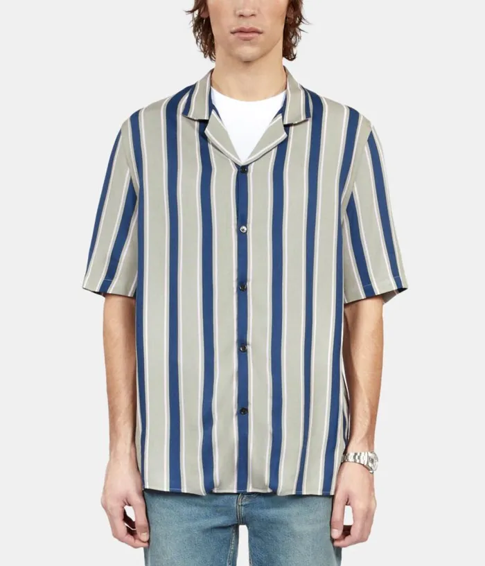 Men Shirts THE KOOPLES Blue And Gray Striped Short Sleeve Shirt Men Shirts THE KOOPLES Blue And Gray Striped Short Sleeve Shirt