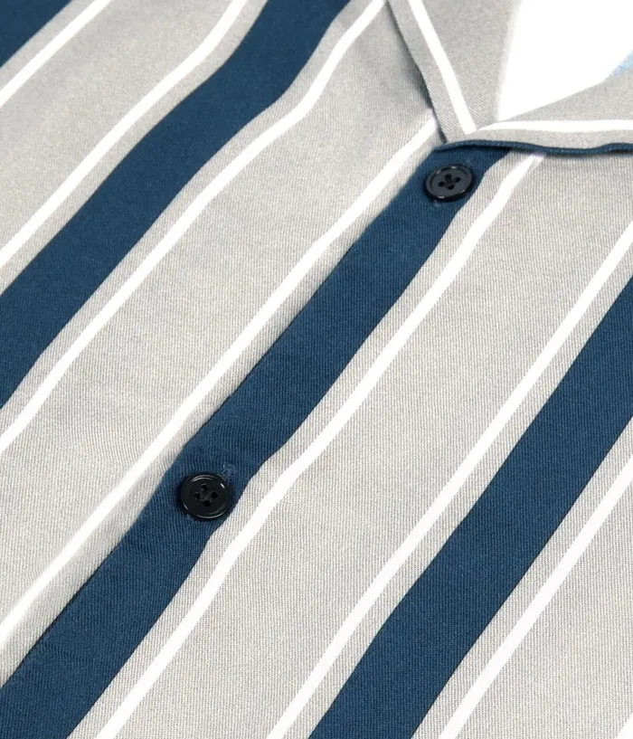 Men Shirts THE KOOPLES Blue And Gray Striped Short Sleeve Shirt Men Shirts THE KOOPLES Blue And Gray Striped Short Sleeve Shirt