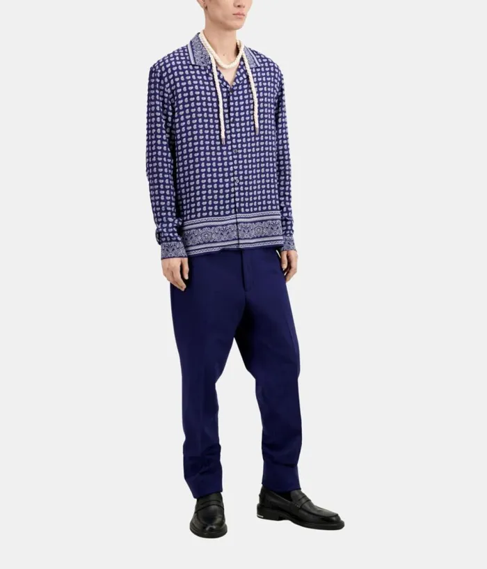 Men Shirts THE KOOPLES Blue And White Paisley Print Long Sleeve Shirt Men Shirts THE KOOPLES Blue And White Paisley Print Long Sleeve Shirt