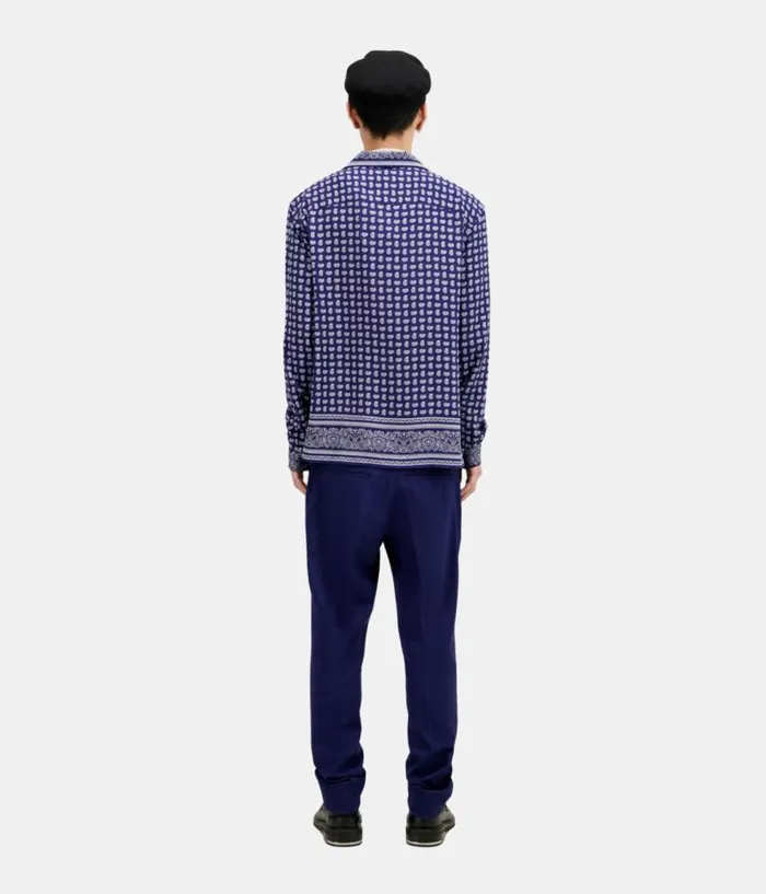 Men Shirts THE KOOPLES Blue And White Paisley Print Long Sleeve Shirt Men Shirts THE KOOPLES Blue And White Paisley Print Long Sleeve Shirt