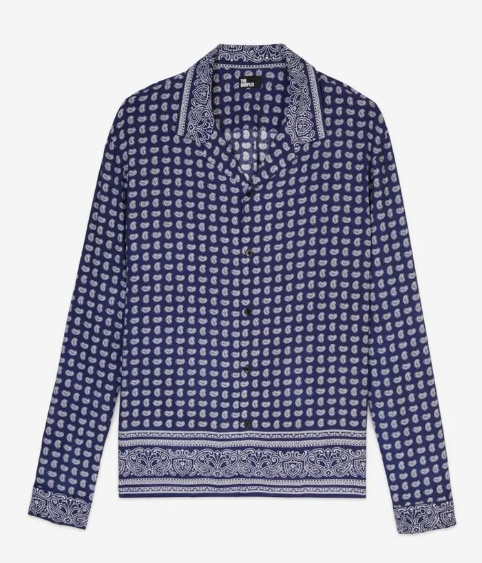 Men Shirts THE KOOPLES Blue And White Paisley Print Long Sleeve Shirt Men Shirts THE KOOPLES Blue And White Paisley Print Long Sleeve Shirt
