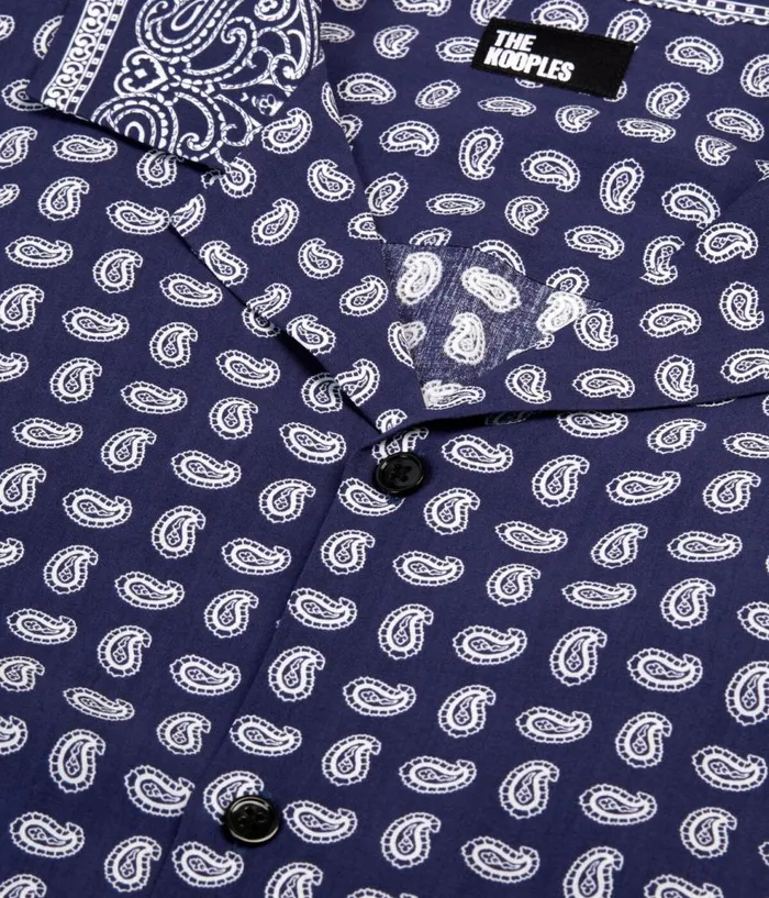 Men Shirts THE KOOPLES Blue And White Paisley Print Long Sleeve Shirt Men Shirts THE KOOPLES Blue And White Paisley Print Long Sleeve Shirt