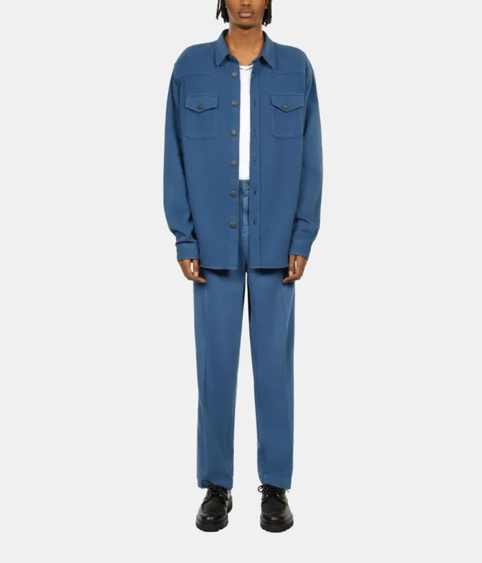 Men Shirts THE KOOPLES Blue Linen And Cotton Shirt