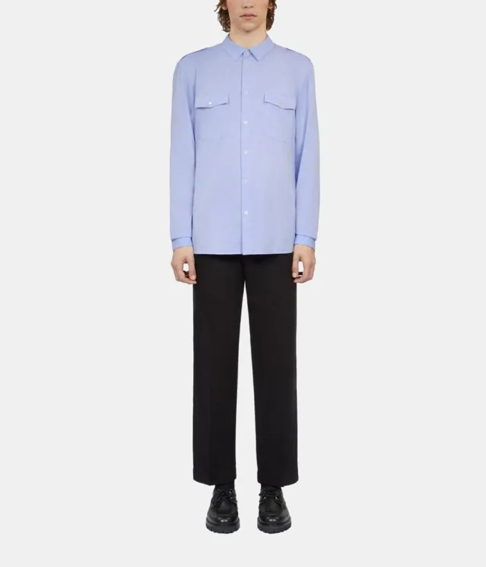 Men Shirts THE KOOPLES Sky Blue Chevron Shirt