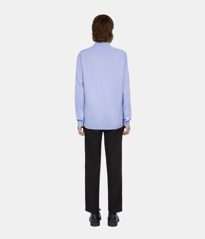 Men Shirts THE KOOPLES Sky Blue Chevron Shirt Men Shirts THE KOOPLES Sky Blue Chevron Shirt