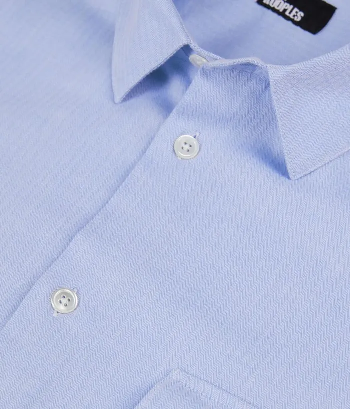 Men Shirts THE KOOPLES Sky Blue Chevron Shirt Men Shirts THE KOOPLES Sky Blue Chevron Shirt