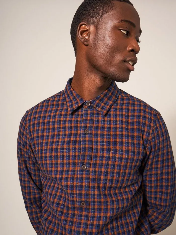 Men SHIRTS White Stuff Checked Twill Shirt Dark Navy Men SHIRTS White Stuff Checked Twill Shirt Dark Navy