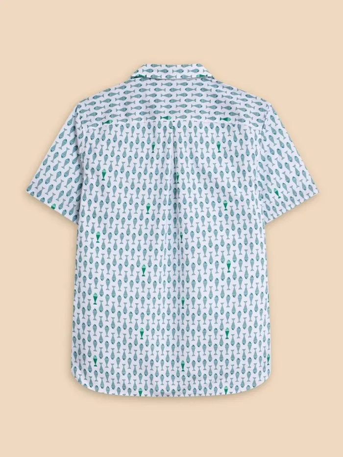 Men SHIRTS White Stuff Geo Fish Printed SS Shirt White Print Men SHIRTS White Stuff Geo Fish Printed SS Shirt White Print