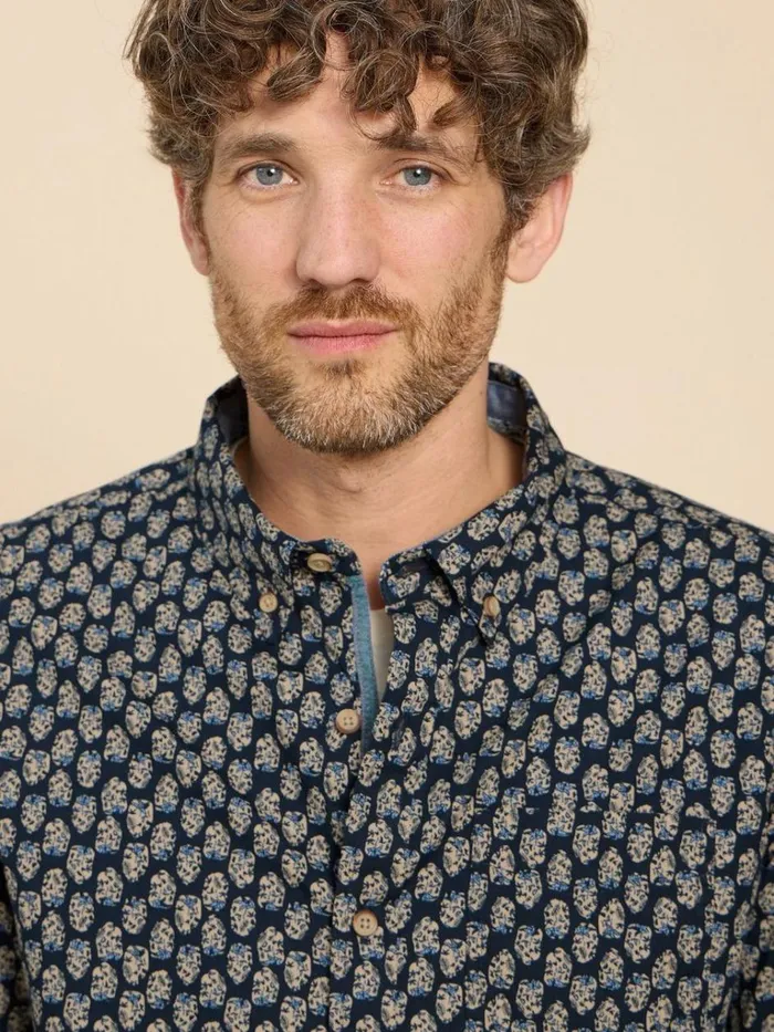 Men SHIRTS White Stuff Geo Floral Printed Shirt Navy Print Men SHIRTS White Stuff Geo Floral Printed Shirt Navy Print