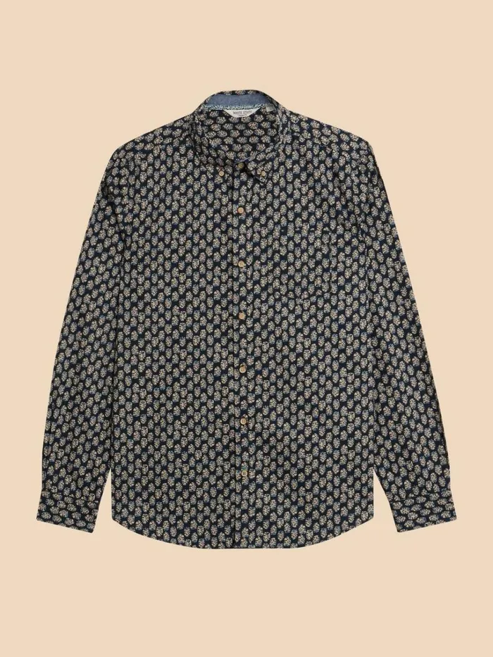 Men SHIRTS White Stuff Geo Floral Printed Shirt Navy Print Men SHIRTS White Stuff Geo Floral Printed Shirt Navy Print