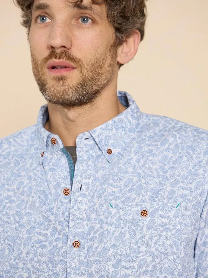 Men SHIRTS White Stuff Hare Print Cotton Shirt White Multi