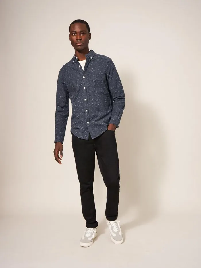 Men SHIRTS White Stuff Oxford Nep Shirt Charcoal Grey