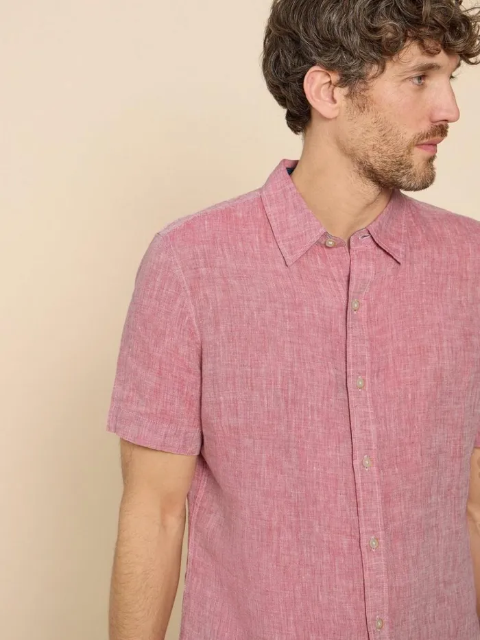 Men SHIRTS White Stuff Pembroke SS Linen Shirt Mid Red Men SHIRTS White Stuff Pembroke SS Linen Shirt Mid Red
