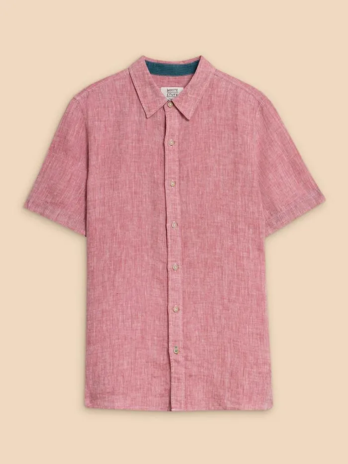 Men SHIRTS White Stuff Pembroke SS Linen Shirt Mid Red Men SHIRTS White Stuff Pembroke SS Linen Shirt Mid Red