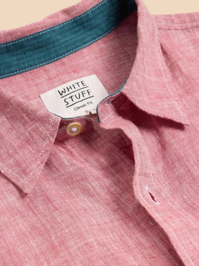 Men SHIRTS White Stuff Pembroke SS Linen Shirt Mid Red Men SHIRTS White Stuff Pembroke SS Linen Shirt Mid Red