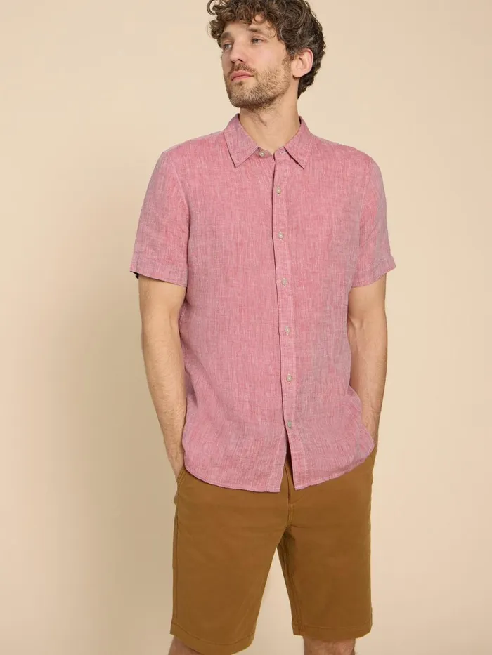 Men SHIRTS White Stuff Pembroke SS Linen Shirt Mid Red Men SHIRTS White Stuff Pembroke SS Linen Shirt Mid Red